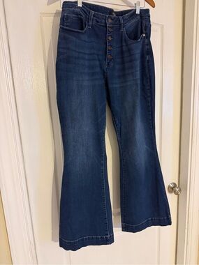 Judy Blue Dark Indigo High-Rise Wide Leg Flare Jeans 5 Button style 18W